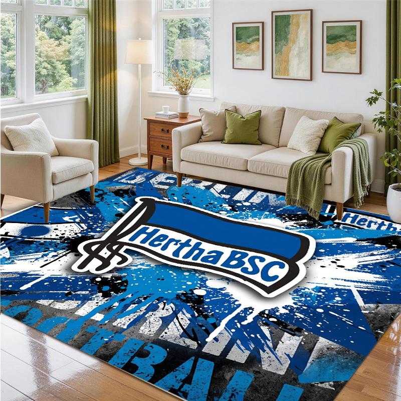Hertha Bsc FC Design Crystal Velvet Rug Soft Decorative Mat for Bedroom Entrance
