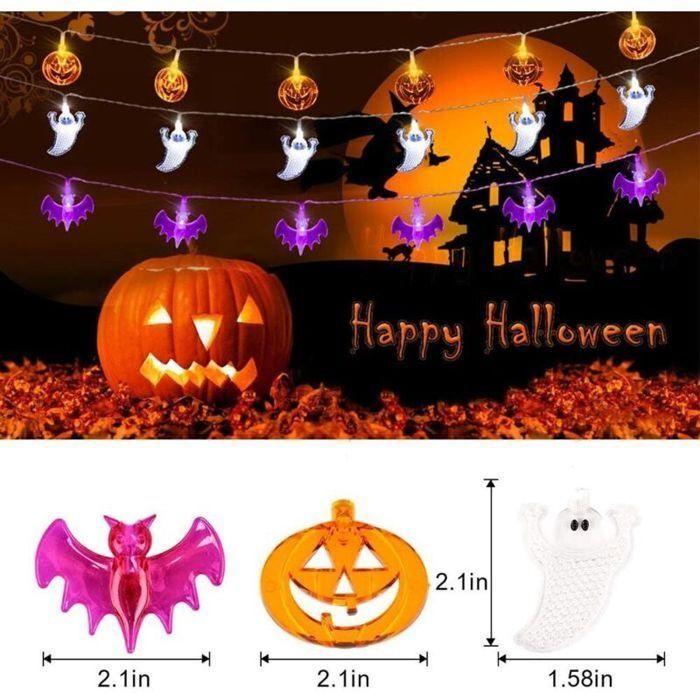 Guirlande lumineuse Halloween - AIMOONSA - 3 guirlandes - 20 LED - 3 m - 2 modes (clignotant/constant)