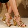Fashion High Heeled Sandals Woman Square Toe Heels Shoes Bowknot Ladies 2025 Large Size 41 Sandalias De Mujer Summer Women's Shoes