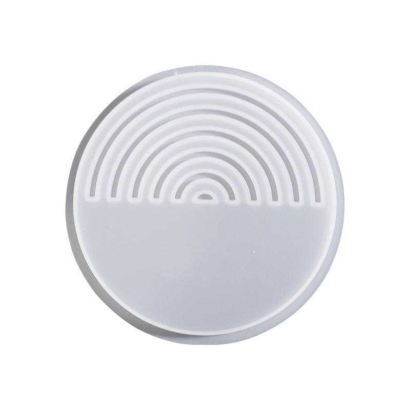 Poppy DIY Crystal Epoxy Coaster Silicone Mold - Half-Moon Stripes Round Resin Display Stand