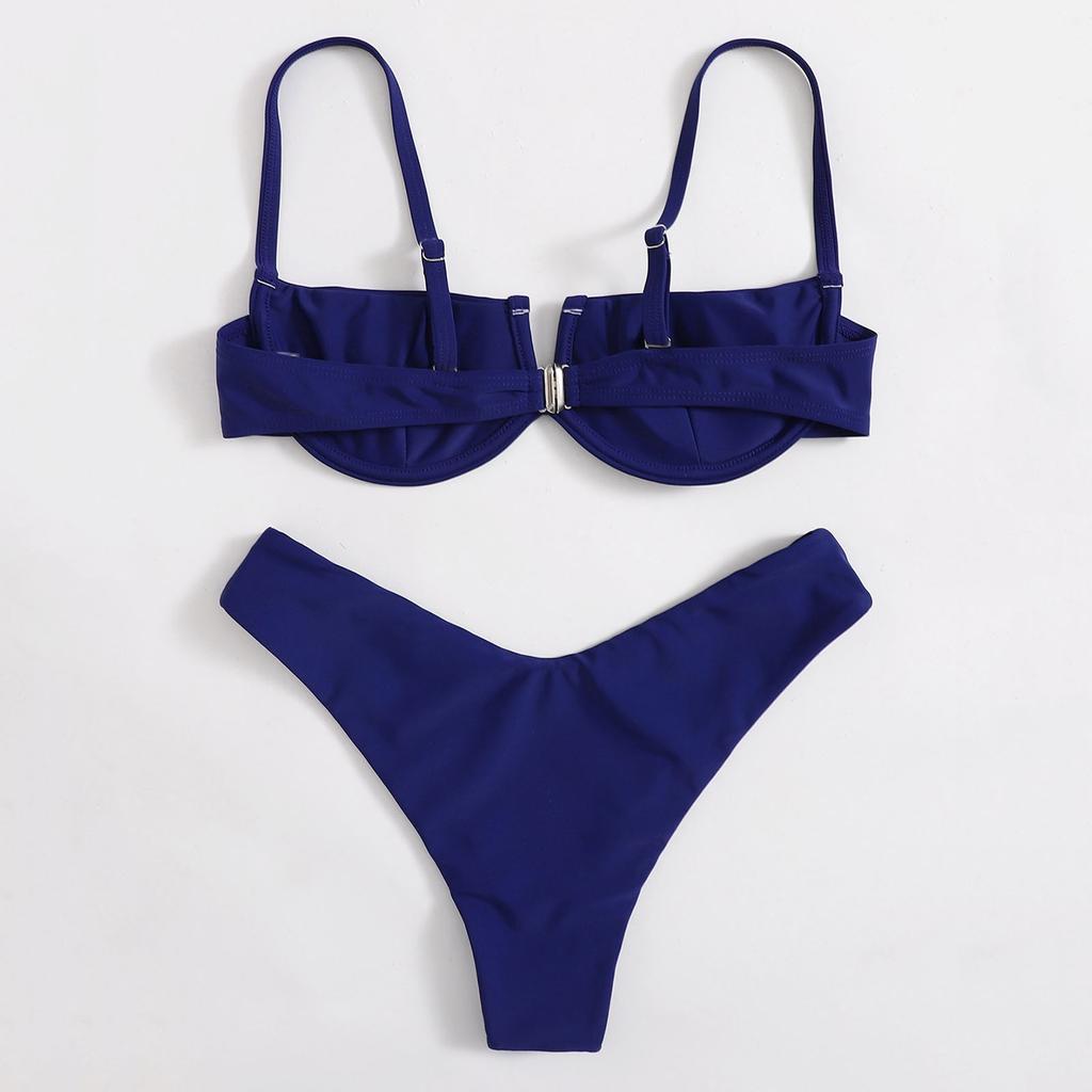 Woman Swimsuits Women'S Summer Fashion Steel Push Up Two Piece Swimsuit Sexy Bikini Solid Color Swimsuit