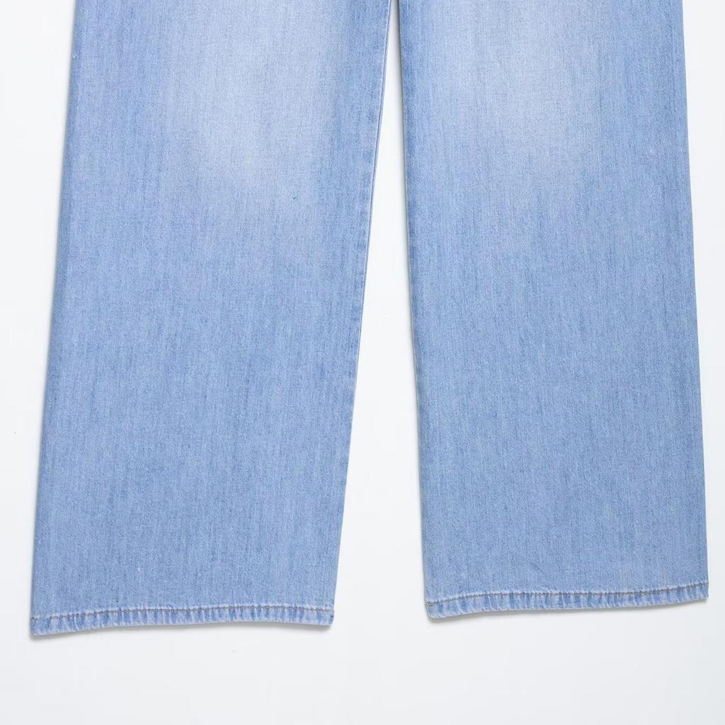 European and American style, new women's clothing, foreign style strappy vertical jeans 8727/042/406