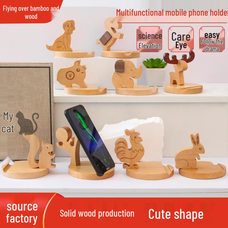 Beech Wood Phone & Tablet Stand: Lazy Person's Desk Ornament & Gift