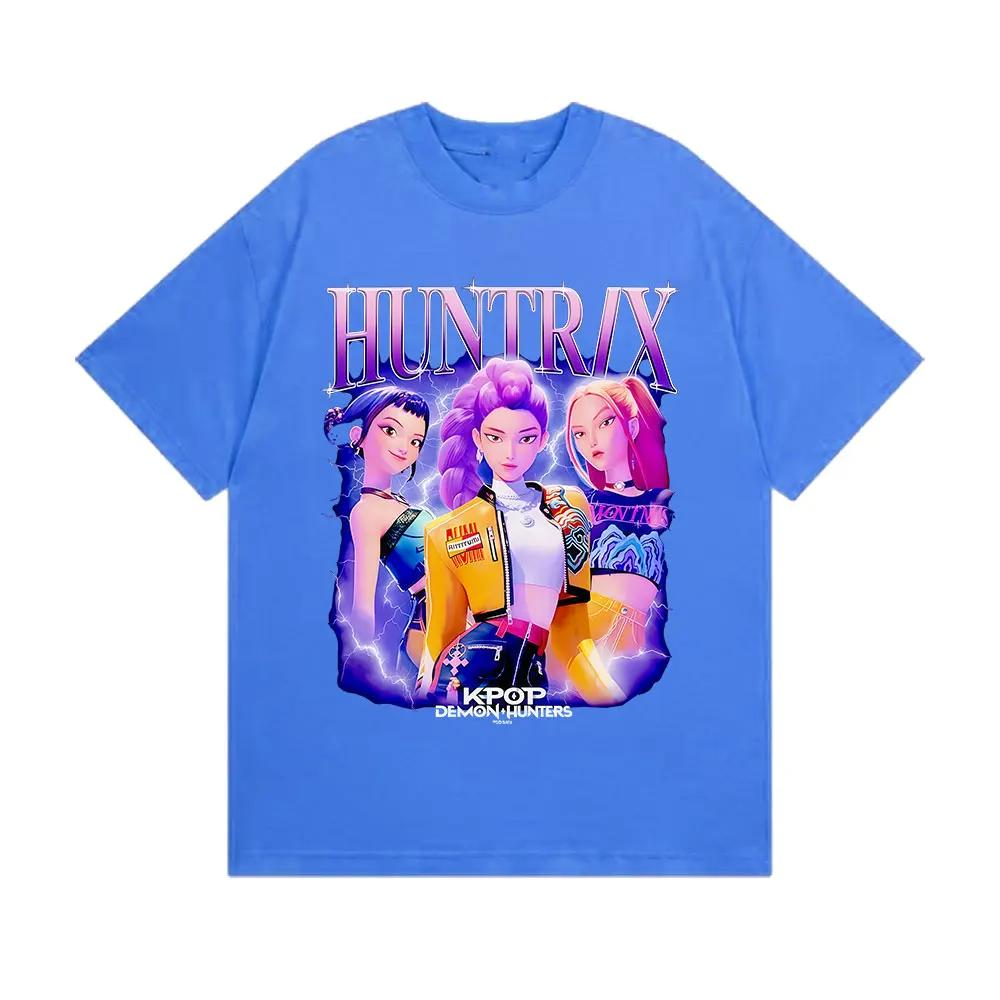 Hot Huntrix Kpop Demon Hunters Movie Graphics Print T-Shirt Men Women High-street Harajuku Fashion Loose Casual Oversized Top Cotton Summer New Tee
