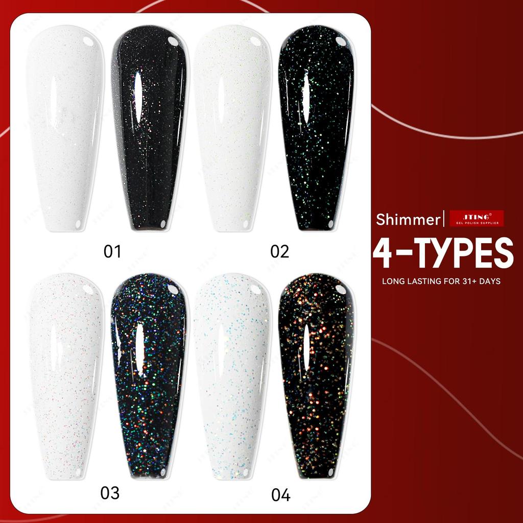JTING Newest Design Shimmer Top Coat Gel Polish Long Lasting Glitter Shimmer Top Coat for Nail Art ODM/OEM Free Private Custom