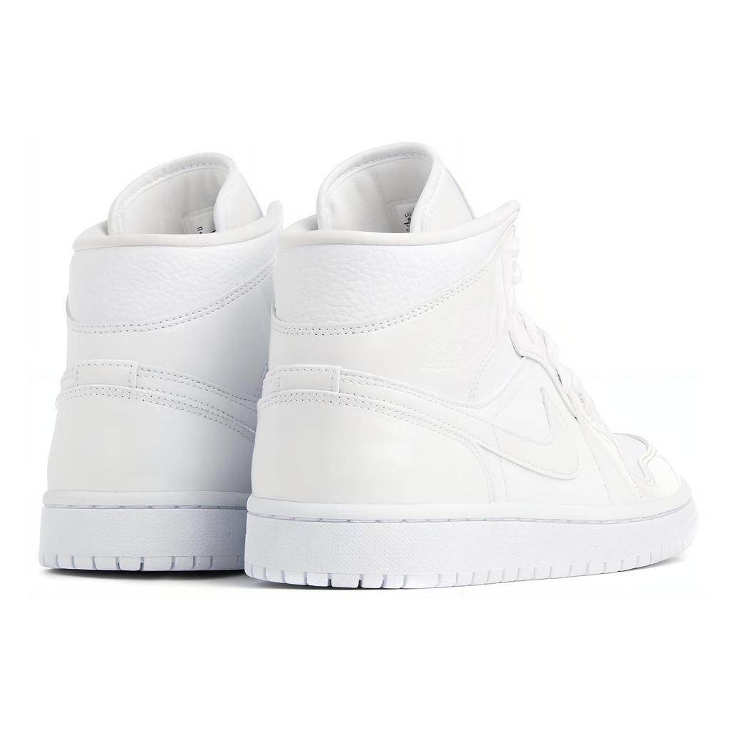 Jordan 1 Mid Triple White Patent Swoosh Women's BQ6472-100