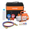 3.5 CFM HVAC Single Stage Rotary Vane Vacuum Pump and Manifold Gauge Kit Compatible with R134a, R22, R12, R502, R502, R410A, R404, and R407C