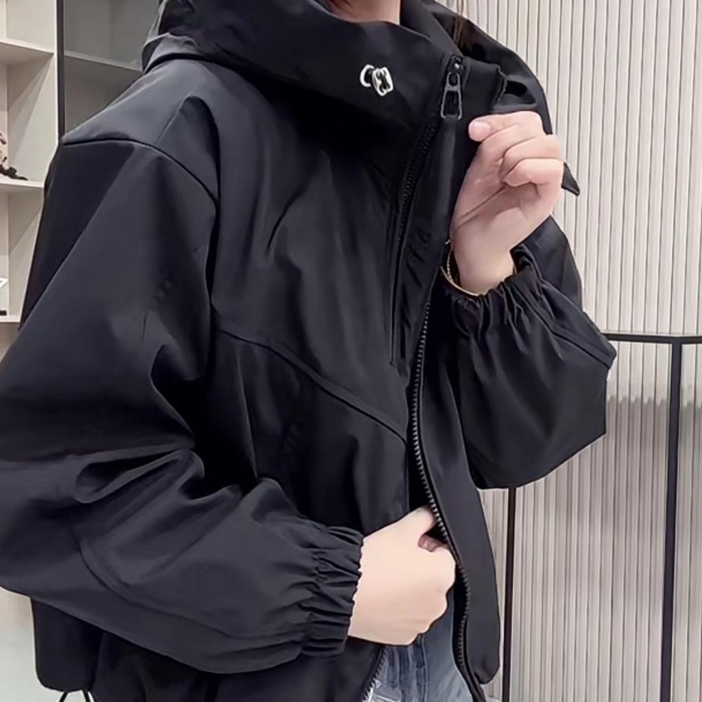 Spring Jacket Jacket Women's Fashion Zipper Loose Casual Hooded Short All-match Jacket Top