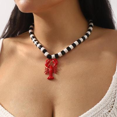 Mode Collier Boucles d'oreilles Perles Homard Bohème Bijoux faits main en perles Collier simple à pendentif Accessoires pour Vacances à la Plage pour Femmes