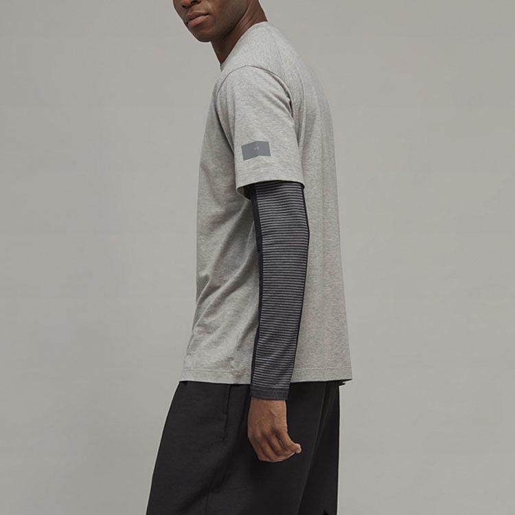 Y-3 FW22 Solid Color Logo Patch Round Neck Short Sleeve T-Shirt Men Tops Gray IB4786