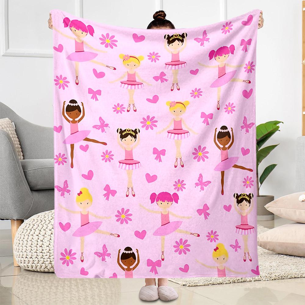 Dreamy Ballerina Flannel Blanket - Soft and Comfortable, Suitable for Sofas, Beds, Offices, Travel, and All Seasons, Making It A Perfect Holiday Gift.