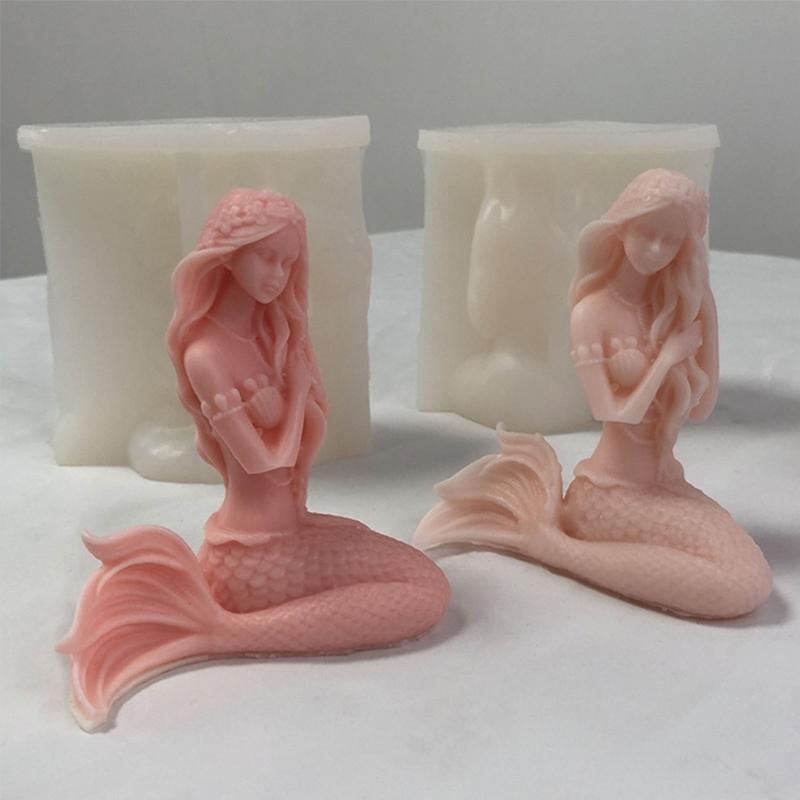 Kerzen-Silikonform Langlebig 3D Meerjungfrauen Duftkerzen-Harzform Gips-Dekorationen Form DIY Gips Aromatherapie