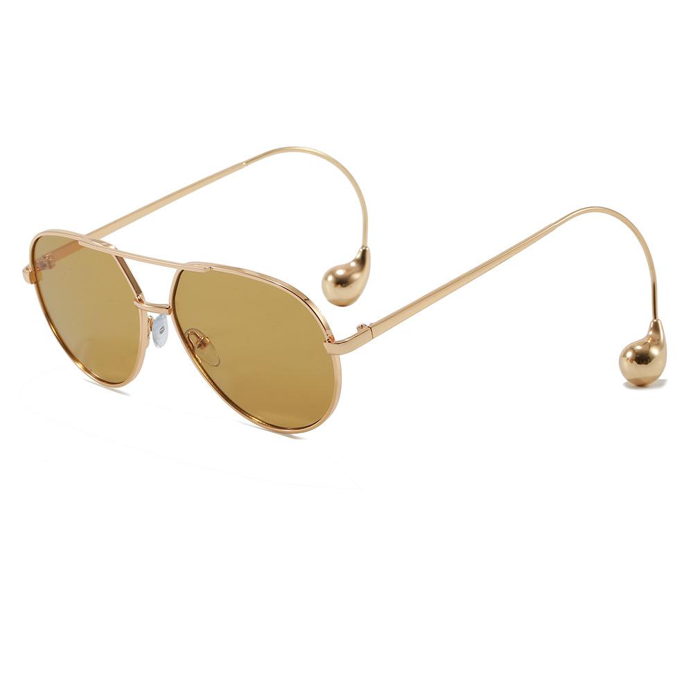

Oversized Double Bridge Pilot Sunglasses Women For Men Vintage Luxury Brand Designer Sun Glasses Punk Metal Pendant Eye Glasses