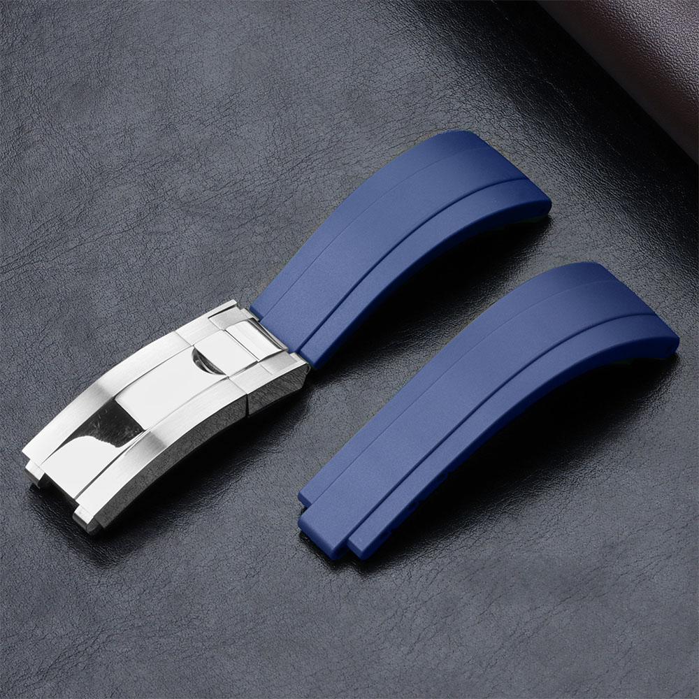 Rubber Watch Strap for Rolex Yacht Daytona Submarine Black Green Water Ghost  Stainless Steel Folding Buckle Wristband Belt 20mm