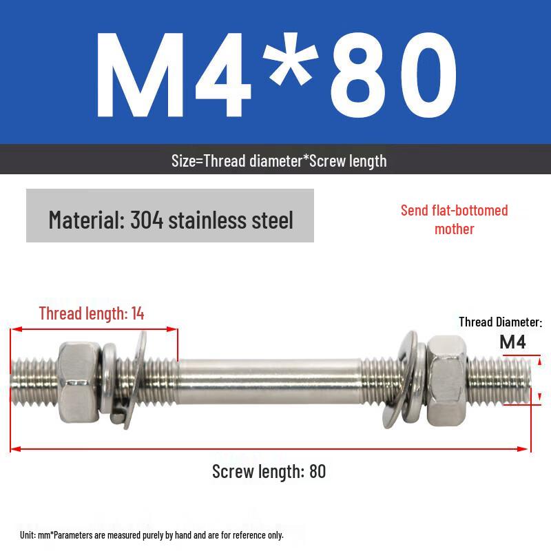 

304 Stainless Steel Double-Ended Threaded Rod and Nut Set