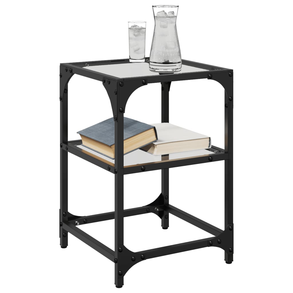 Coffee Tables with Glass Top 2 pcs Transparent 30 x 30 x 45 cm Steel