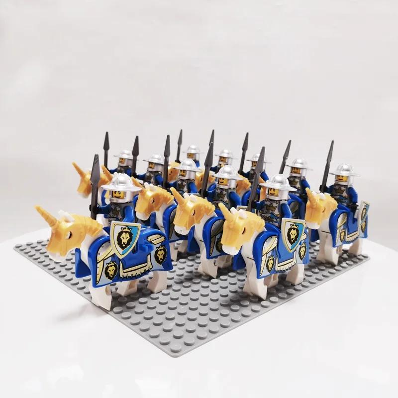 Medieval Roman Dynasty Commander Golden Warrior Spartan Solider Hawk Princess King Dragon Knight War Horse Figure Block Kids  Children Toy