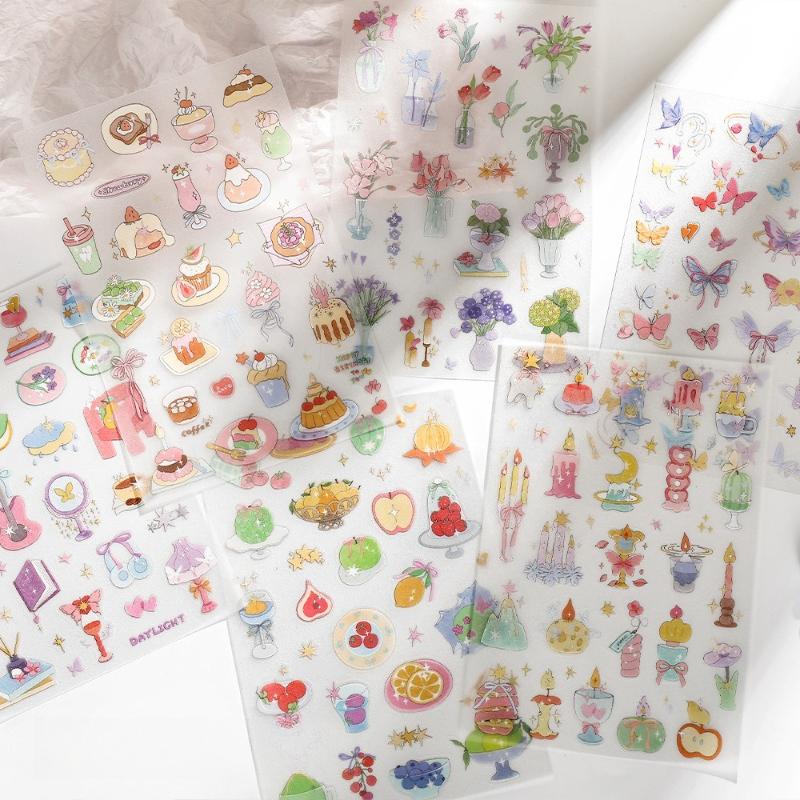Me Romantic Collector Series PET Flash Sand Gift Stickers Ins Style Flower Butterfly Handbook Stickers Kawai Stationery Lovely