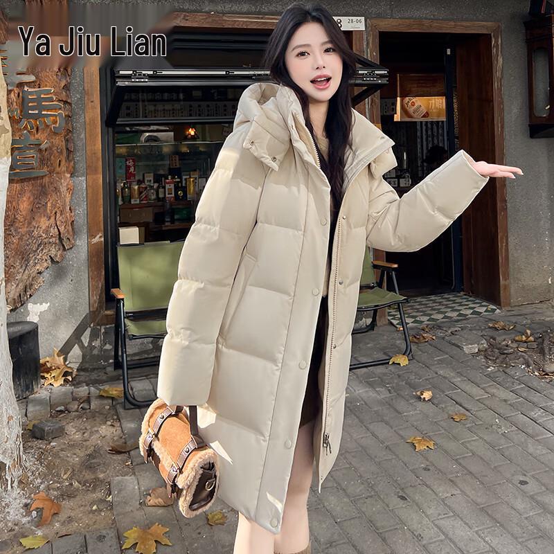 Yalu Women's Mid-Length Duck Down Jacket with Detachable Hood