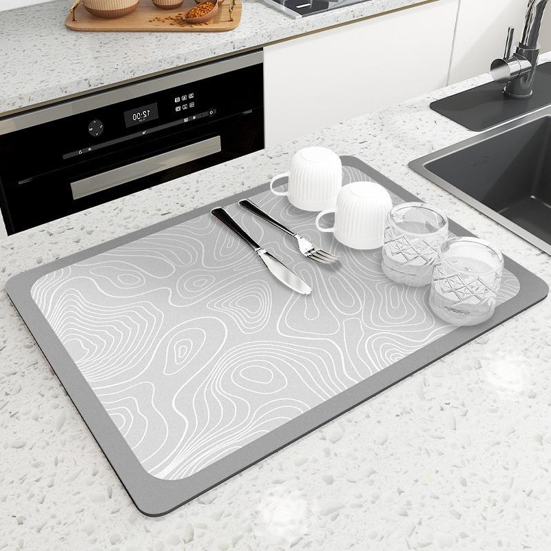 Elegant Minimalist Super Absorbent Large Mat Antiskid Draining Dish Drying Quick Dry Kitchen Bathroom Drain Pad Tableware Decor