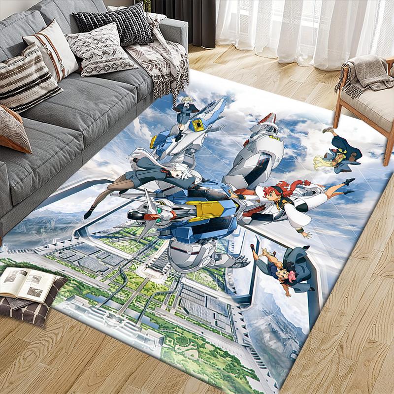 Mobile Suit Gundam Epic Battle Square Area Rug, Non-Slip Floor Mat for Bedroom, Perfect Gift for Mecha Fans.chl