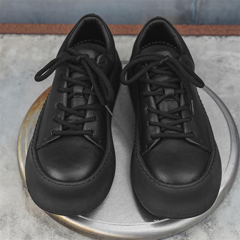 2024 spring and summer new Korean simple style men's thick low-top soft-soled casual shoes fashionable versatile white shoes