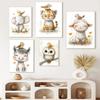 Boho Style Cartoon Animal Illustrations Posters Prints Canvas Painting Wall Art Picture Living Room Home Baby Room Nursery Decor