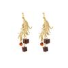 Medieval Gold Yiyu Pendant Earrings, Court Retro Leaf Square Earrings, Niche Light Luxury High-End Earrings.