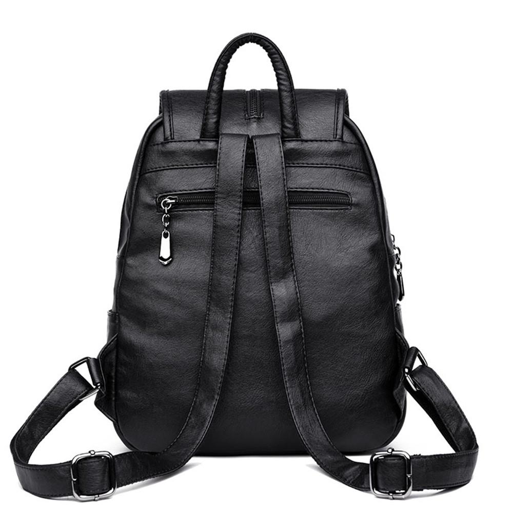 High Quality Women's PU Leather School Backpack College Style Travel Shoulder Bag