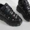 Fashion Spring and Autumn New Women's Shoes Heavy Metal Thick Soles Increase High and Low Punk Small Leather Shoes Black Motorcycle Boot