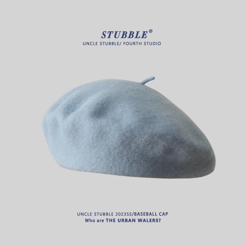 Women's Artistic Retro Wool Beret - Solid Color Autumn/Winter Hat