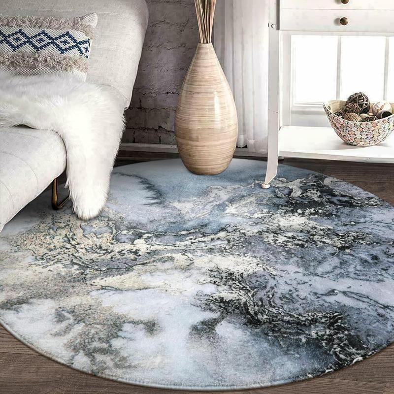 Kulový koberec s mramorovým vzorem Průměr Protiskluzový koberec Dekorační koberečky Podlahový koberec do obývacího pokoje, ložnic, prádelny