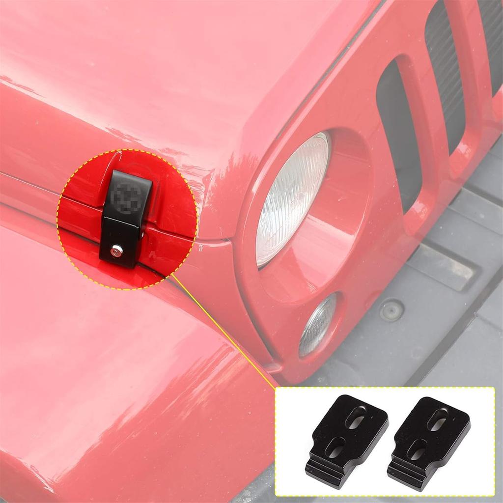 JeCar Hood Latches Locking Hood Catch Kit Aluminum Alloy Hood Locks Compatible With Jeep Wrangler 2007-2018 JK JKU, 2018- JL JLU & - Gladiator JT,