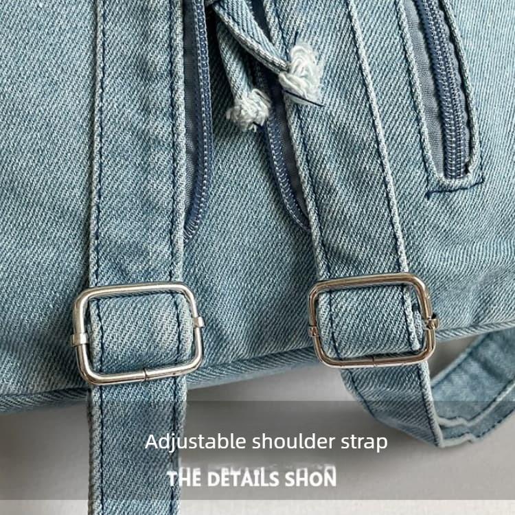 Mini Zaino in Denim Multi-scomparto per Donna