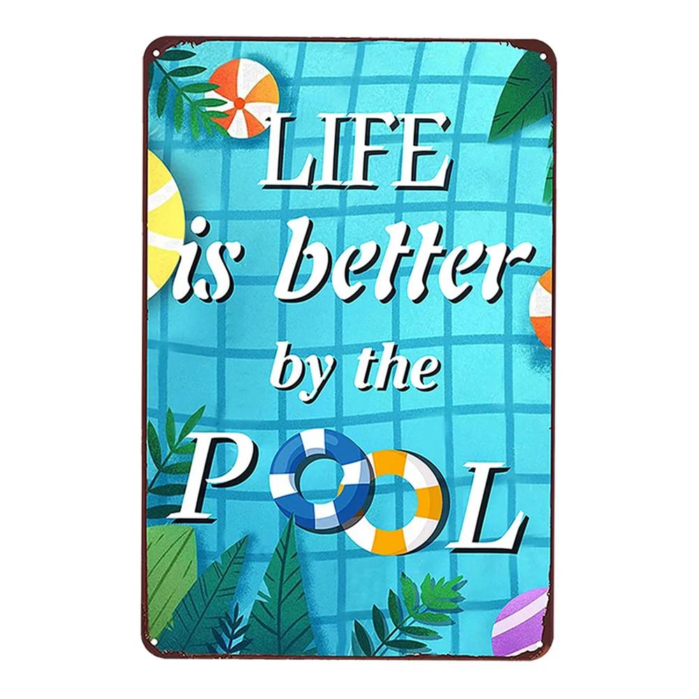 Pool Rules Sign for Outdoor, Backyard Metal Swimming Pool Sign, No Diving No Running No Peeing No Lifeguard On Duty Sign