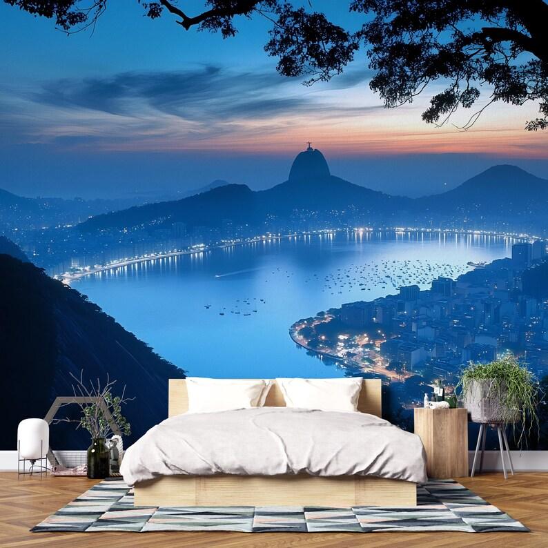 Rio de Janeiro Twilight Skyline tapestry 75x100 чёрный