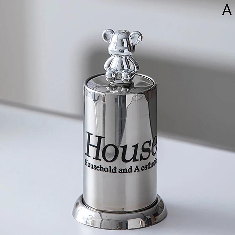 Cute Bear Toothpick Holder Cotton Swab Rod Storage Box Cosmetics Jewelry Bathroom Makeup Container Lipstick Organizer Box