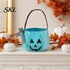 Festive Pumpkin Decoration Halloween Candy Bag for Kids, Trick or Treat Tote Cute Gift with Handle, Reusable Snack Bucket Party Favors Large