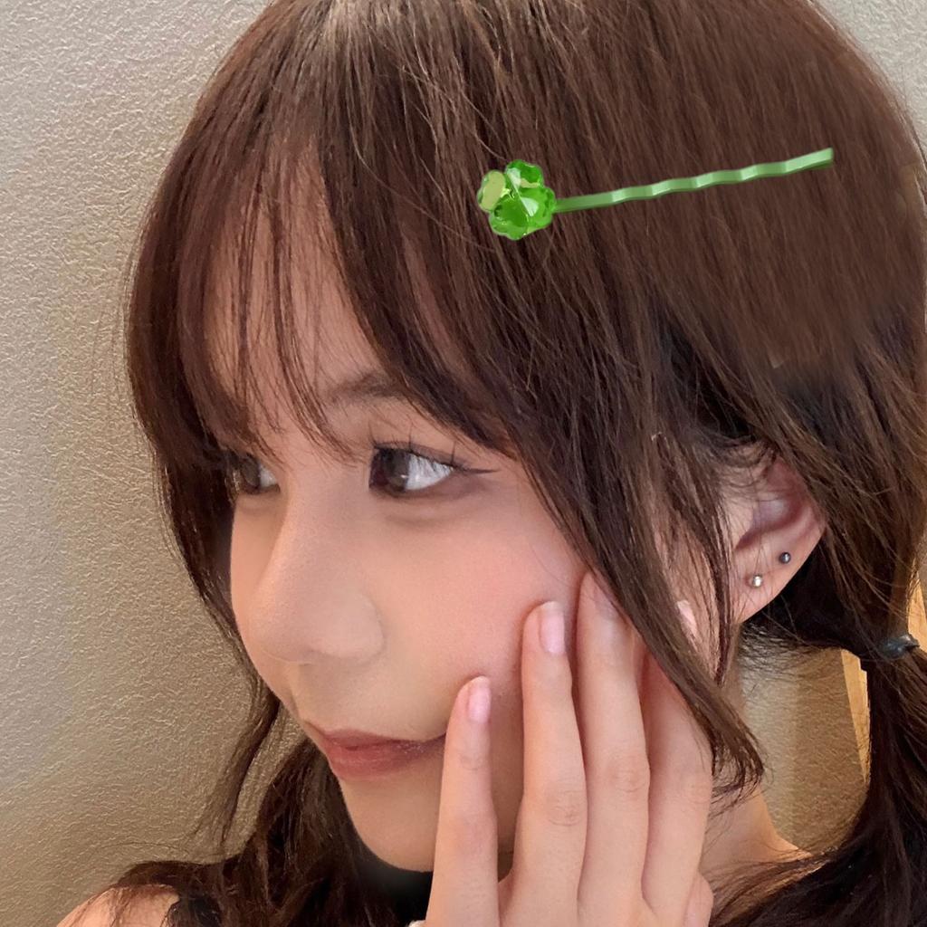 Creative Green Hair Pins Hair Clip for Girls Kid Barrettes Sparkling Clovers Handmade Hairpins Lovely Hairpin