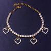 Fashion Rhinestone Hollow Heart Ankle Bracelet for Women Beach Accessories Love Pendant Leg Chain Summer Party Zircon Gift