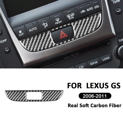 Carbon Fiber Car Emergency Warning Light Switch Button Trim Frame Decoration Sticker For LEXUS GS 2006-2011 Interior Accessories
