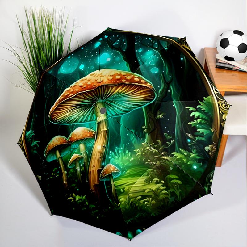 Forest Red Mushroom Umbrella Automatic Open/close, Sturdy Iron Frame & 8-Rib Struct, Umbrella for Women & Men, Christmas Gifts