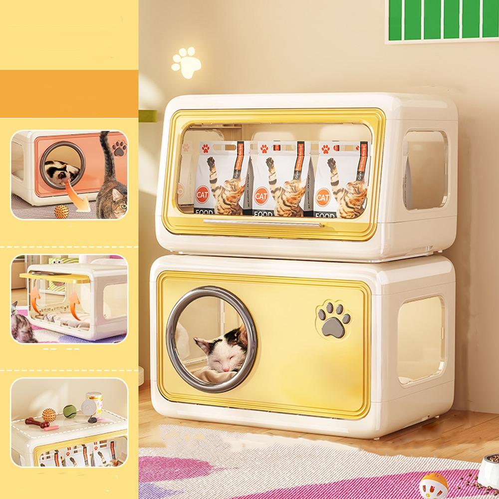 Ventilated Cat Shelter Double Layer Cat Sleep House Semi Enclosed Cat Bed  for Small Cat Dog