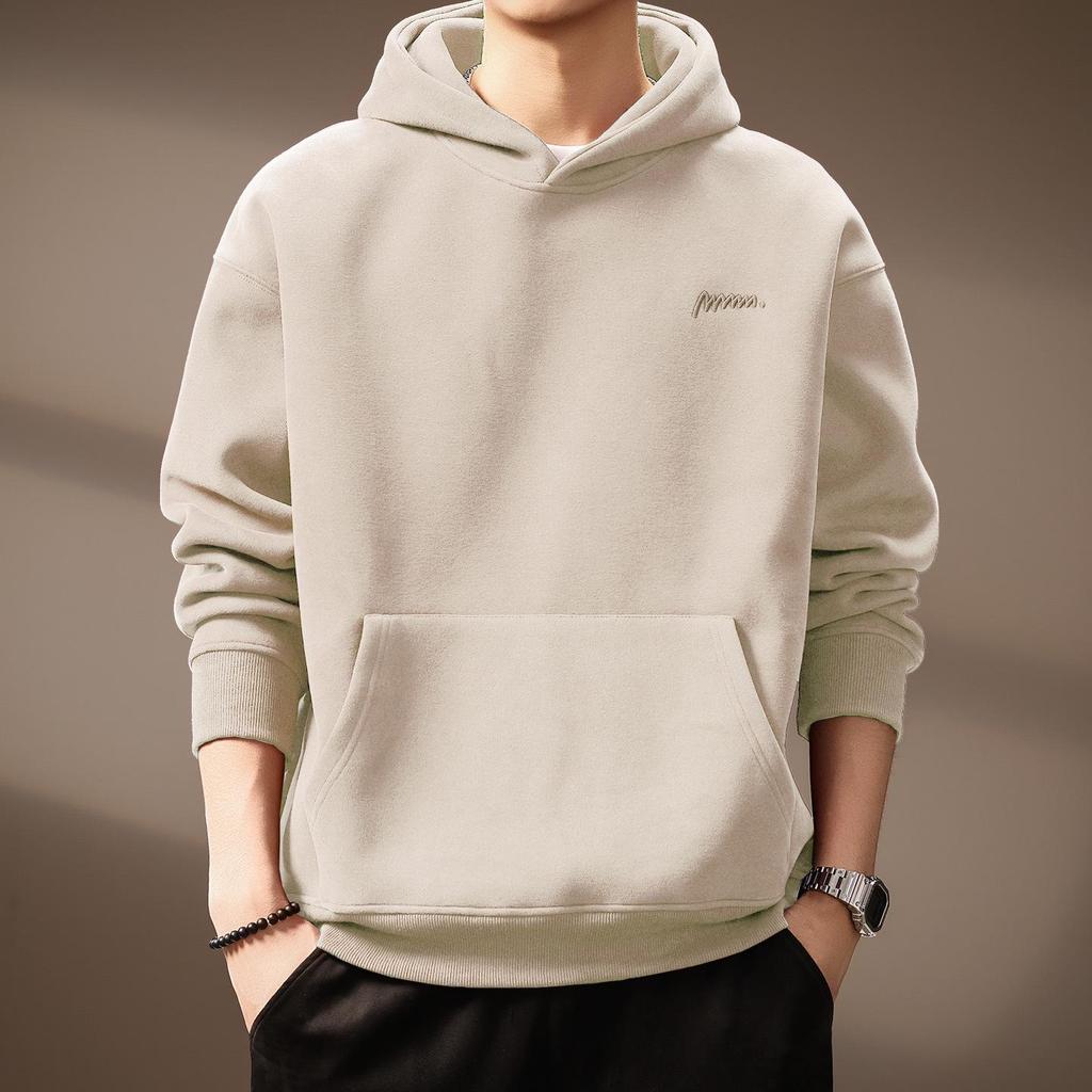 Herren Hoodie mit schwerem Stoff 420g, bestickt mit amerikanischem Buchstaben - Herbst/Winter Neuer Stil, lockere Passform