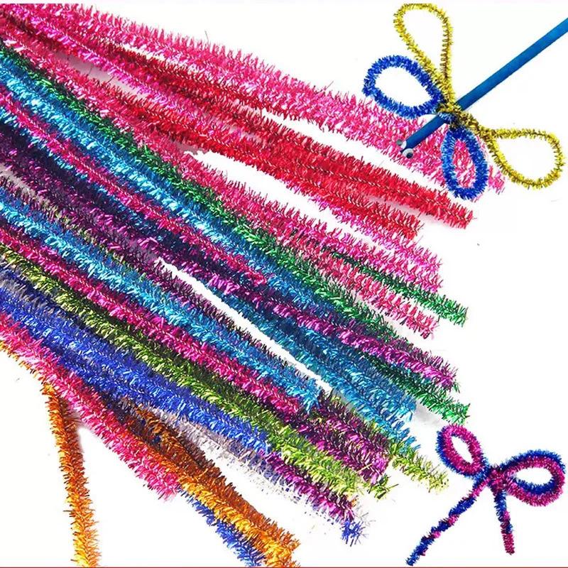 30cm Hand-Twisted Rods, 100 Pieces, Wool Strips, Bouquet Materials, Gold Onion Sticks, Educational Toys, Handicraft Supplies