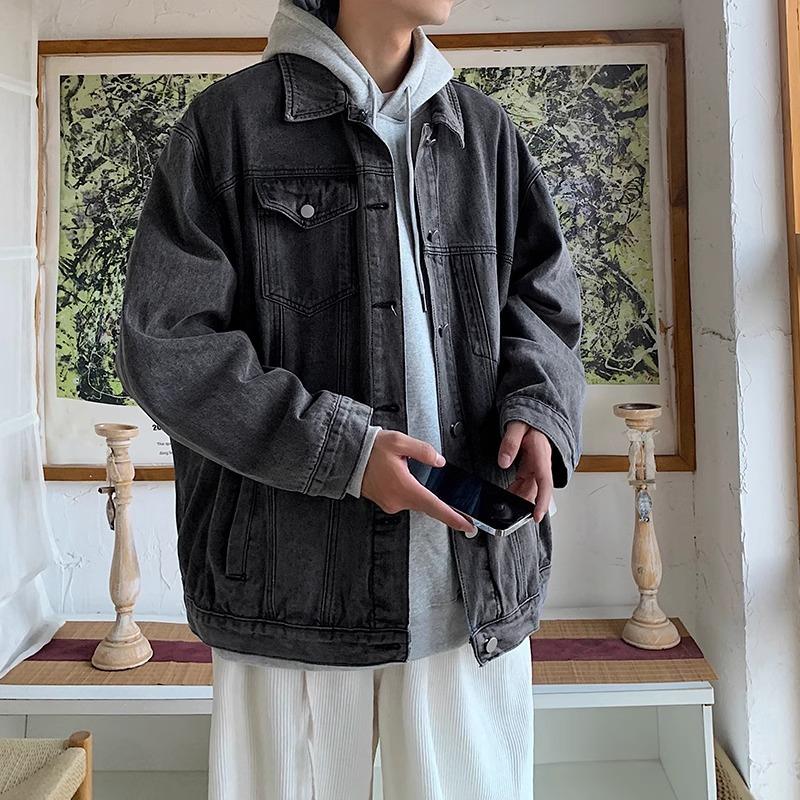 Mud Yellow Denim Jacket for Boys In Spring and Autumn New Trendy Street Loose American Casual Jacket