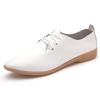 ANZUEN Women's White Leather Lace-Up Pointed Toe Flats