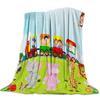 Flannel Blanket for Bed Cartoon Forest Animal Tree Fox Bear Rabbit Kids Throw Blanket Portable Super Soft Blanket Warm King Size