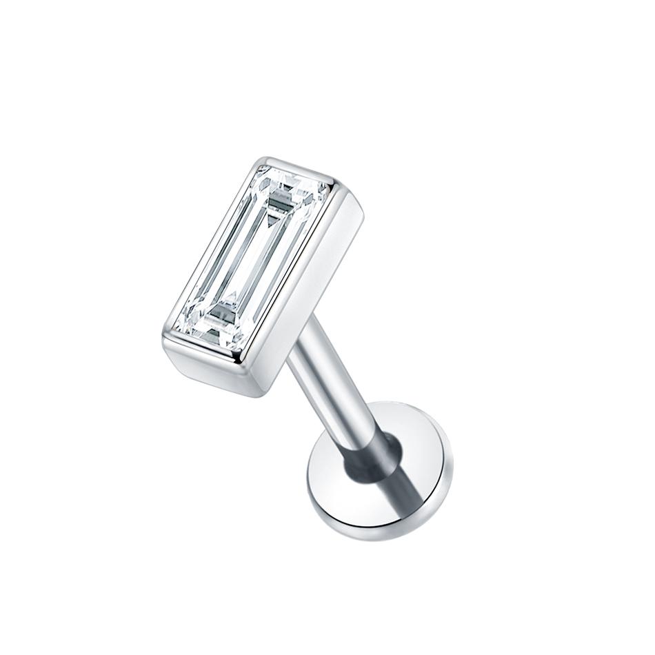 1PC Titanium Cubic Zirconia Stud Earrings Tragus Helix Piercing Internally Threaded Labret Piercing Lip Ring Jewelry for Women