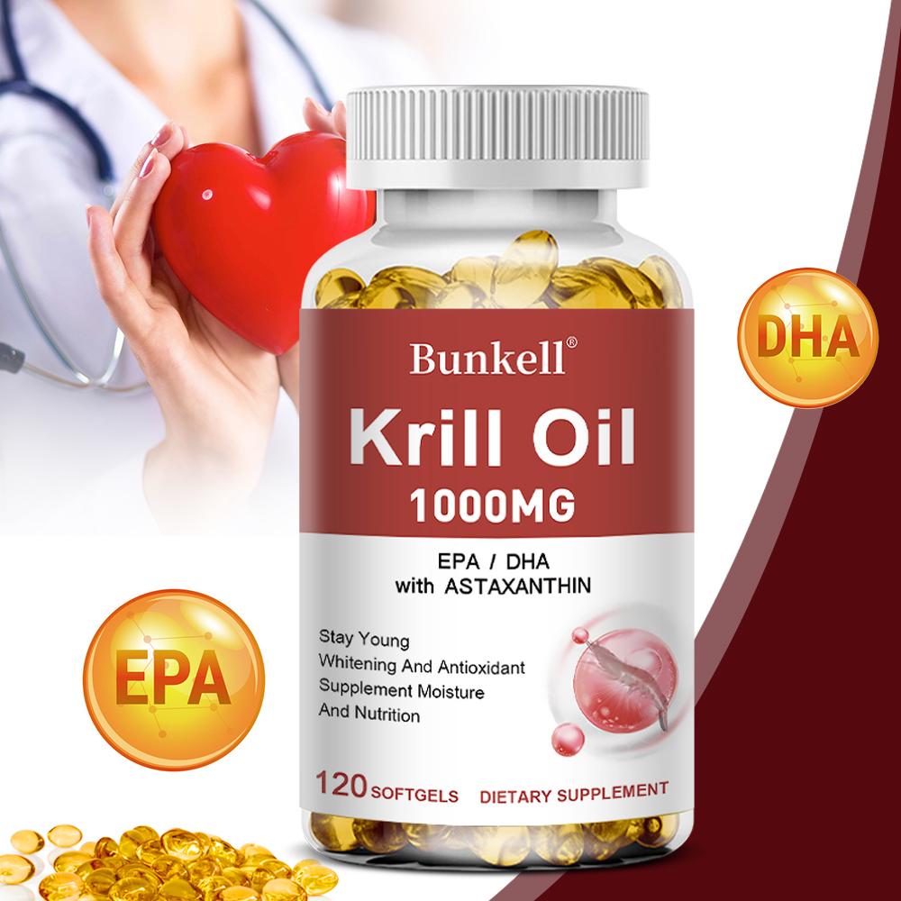 Olio di Krill Bunkell 1000mg EPA/DHA con Astaxantina Softgel - 120 Pezzi